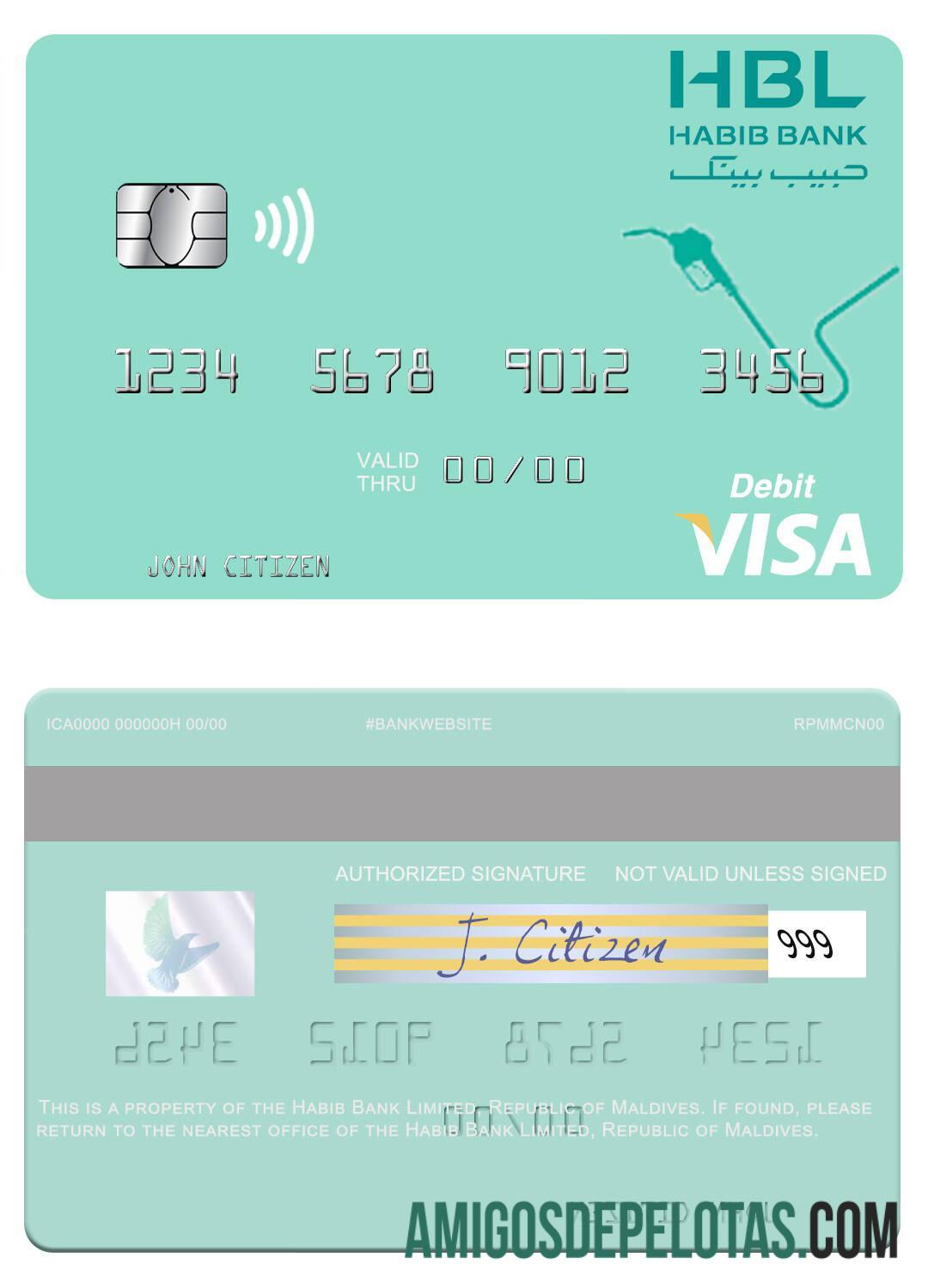 Maldives Habib Bank Limited Visa Debit Card example